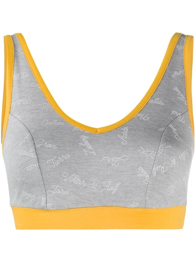 Viktor & Rolf X Calida Logo-print Bralette In Grey