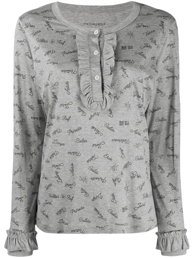 Viktor & Rolf X Calida Slogan-print Pyjama Top In Grey