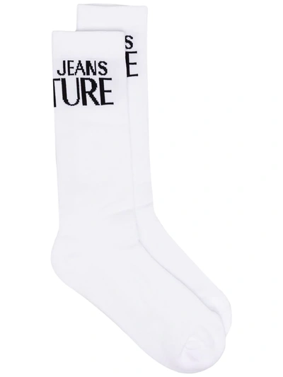 Versace Jeans Couture Contrast Logo Socks In White