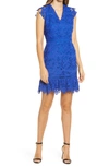 Adelyn Rae Giselda V-neck Lace Minidress In Cobalt Blue