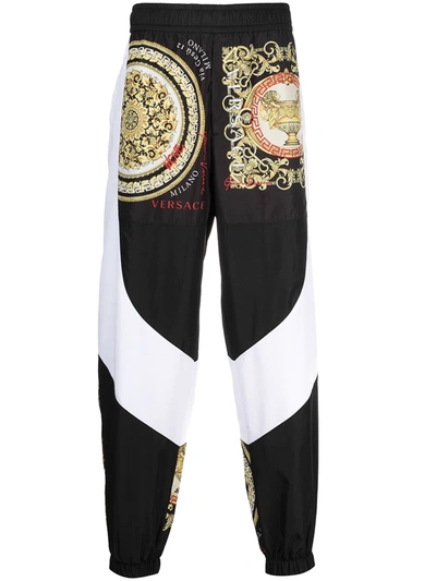 Versace Baroque Mosaic Panelled Track Pants In Black