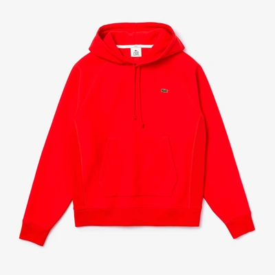 Lacoste Unisex Live Hooded Kangaroo Pocketed Sweatshirt In Red