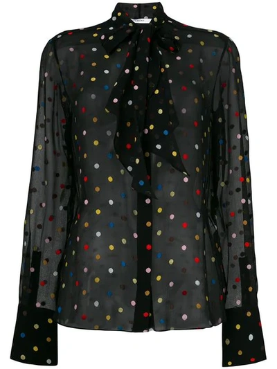 Givenchy Multicolor Dot Fil Coup&eacute; Tie-neck Blouse In Black
