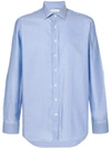 Etro Pointed Collar Cotton Shirt In Blue
