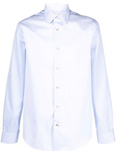 Paul Smith Slim-fit Herringbone Cotton Shirt In Blue
