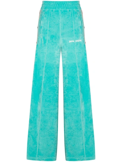 Palm Angels Side-stipe Wide-leg Track Pants In Blue