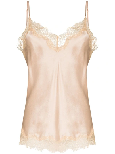 Sainted Sisters Scarlett Lace Trim Silk Camisole In Nude