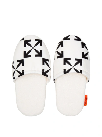 Pre-owned Off-white Arrow Pattern Slippers White/black