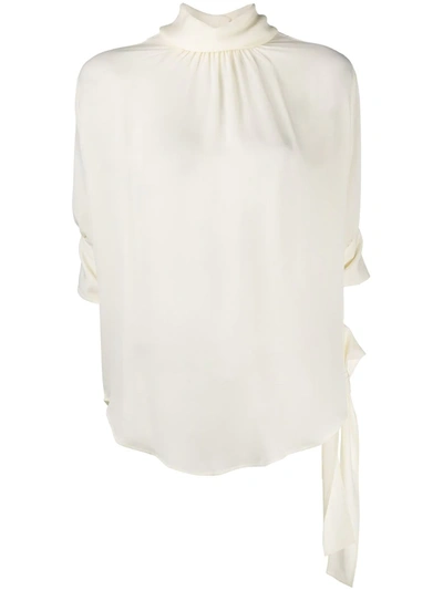 Jw Anderson Gathered Cowl Neck Blouse In White