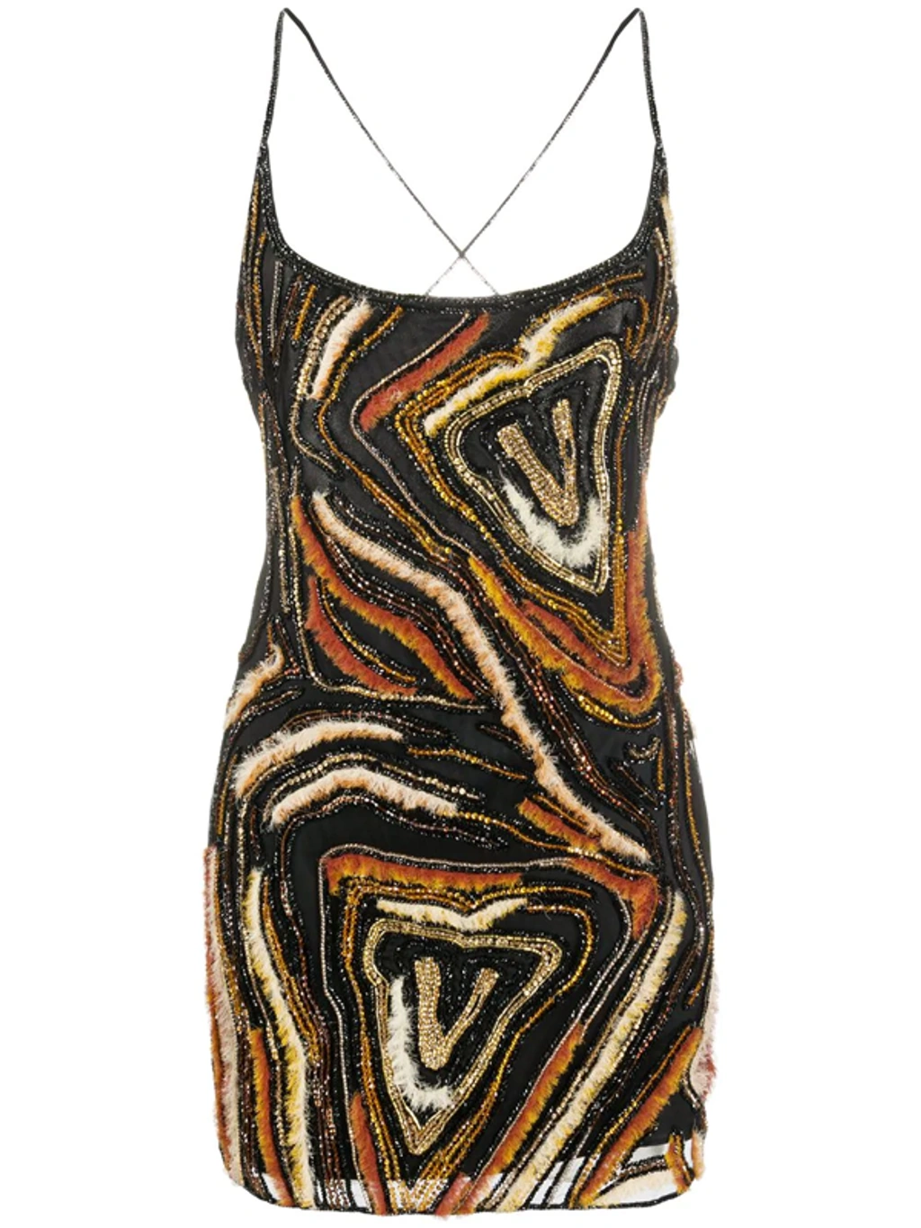 Versace Virtus Animalier Embroidered Mini Dress In Black | ModeSens