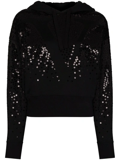 Valentino Sequin Vlogo Embroidered Hoodie In Black