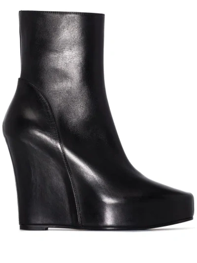 Ann Demeulemeester Black 125 Wedge Leather Ankle Boots