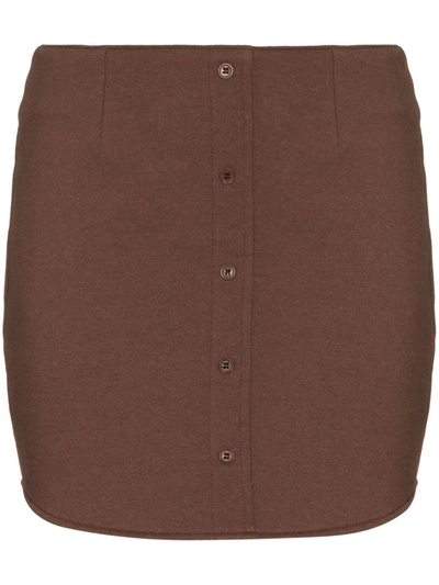 Danielle Guizio Brown Fleece Button Skirt In Braun