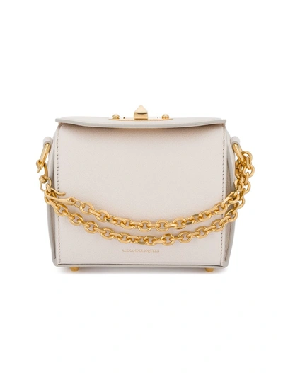 Alexander Mcqueen Mini Box Croc-embossed Leather Bag - White In Bone