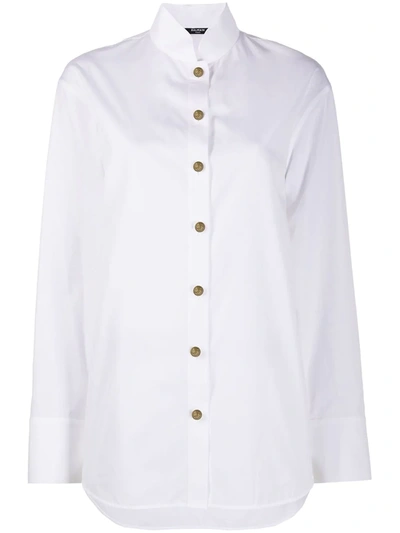 Balmain Gold-tone Button Fastening Shirt In White