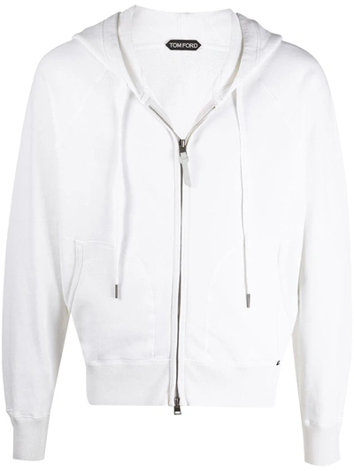 Tom Ford Zip-up Cotton Hoodie In White