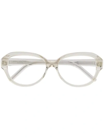 Saint Laurent Sl411 Round-frame Glasses In White