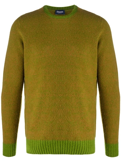 Drumohr Contrast-trimmed Lambswool Jumper In Green