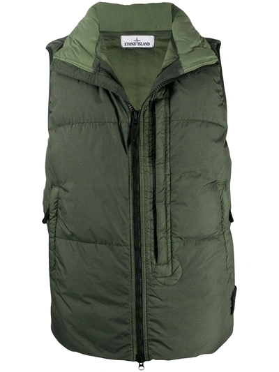 Stone Island Padded Down Gilet In Green