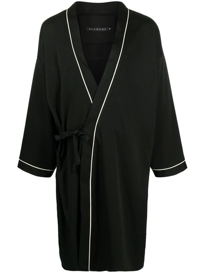 Alchemy Long-sleeve Tie Robe In Black