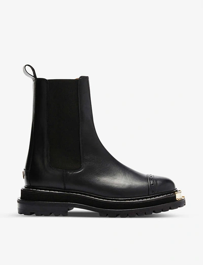 Sandro Liam Leather Chelsea Boots In Black