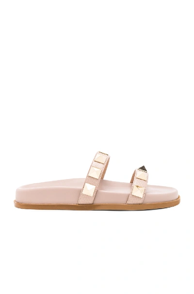 Valentino Garavani Lock Leather Slides In Pink