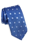 David Donahue Geometric Woven Silk Tie In Blue