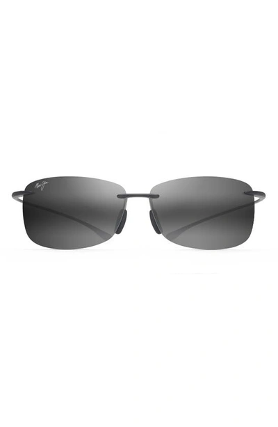 Maui Jim Akau 62mm Polarizedplus2® Rimless Rectangular Sunglasses In Matte Grey/neutral Grey