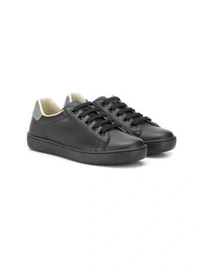 Gucci Kids' Perforated Logo Sneaker In Black