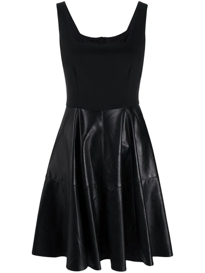 Pinko Faux Leather-skirt Mini Dress In Black
