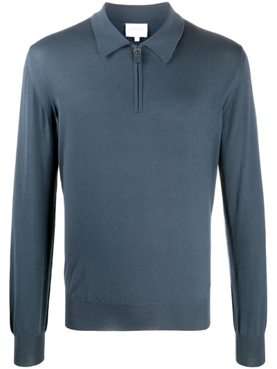 Brioni Fine Knit Polo Shirt In Blue