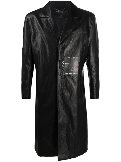 Misbhv Logo-patch Faux-leather Coat In Black