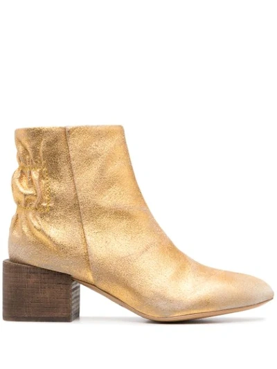 Diesel Metallic-tone Ankle Boots In Gold
