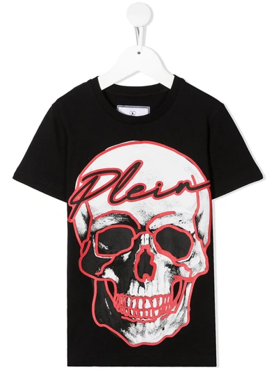 Philipp Plein Kids' Crystal-embellished Skull T-shirt In Black