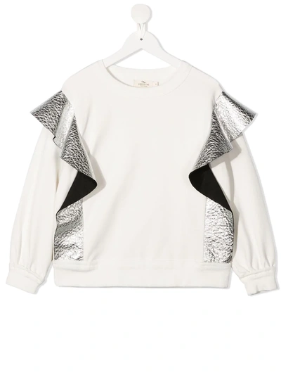 Andorine Kids' Metallic Detail Sweatshirt In White