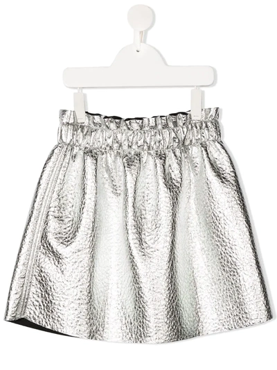 Andorine Kids' Wrinkled Metallic Effect Skirt In Silver