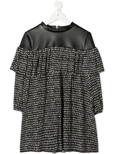 Andorine Kids' Dot-print Ruffled Dress In Black