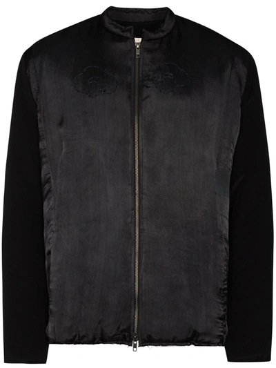 By Walid Dragon Pagoda Embroidered Silk Bomber Jacket In Black