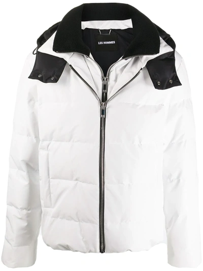 Les Hommes Padded Zip-up Down Jacket In White