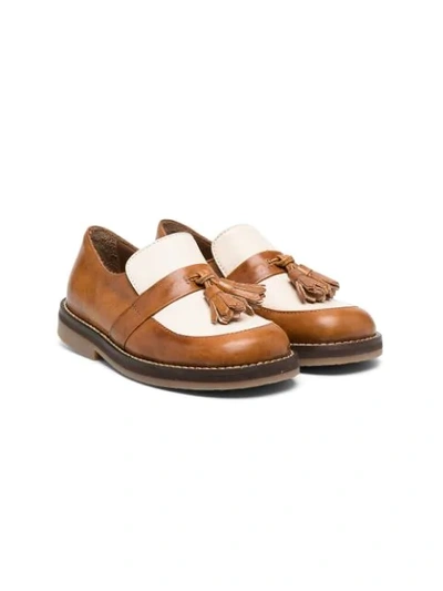 Pèpè Kids' Tassel Penny Loafers In Brown