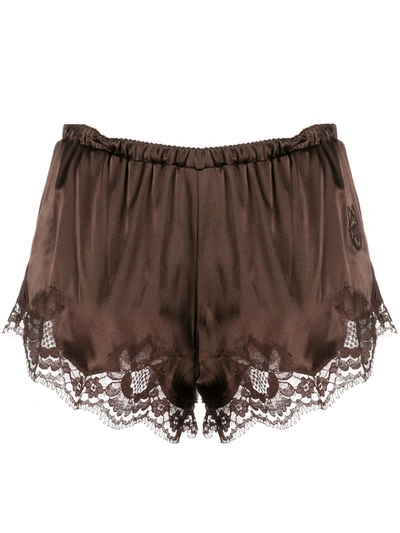 Dolce & Gabbana Lace Trim Shorts In Brown