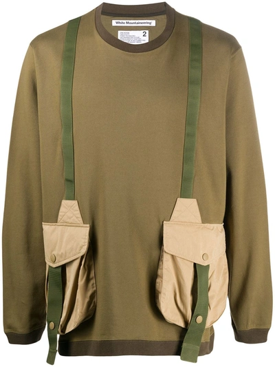 White Mountaineering Utility Sweatshirt With Sleeves Crew Neck In Green