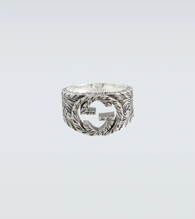 Gucci Sterling Silver Interlocking G Ring With Paisley Details