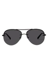 Le Specs Panarea 60mm Aviator Sunglasses In Black/ Smoke