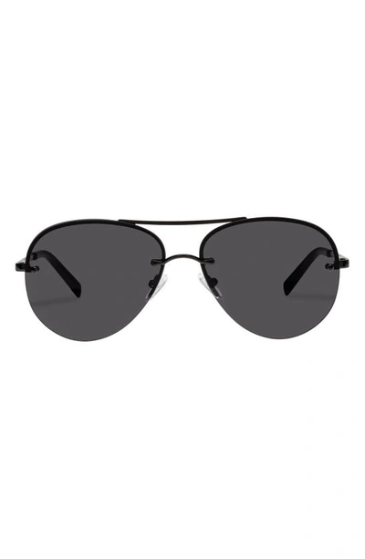 Le Specs Panarea 60mm Aviator Sunglasses In Black/ Smoke
