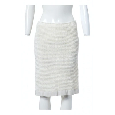 Pre-owned Lanvin Silk Mid-length Skirt In Ecru