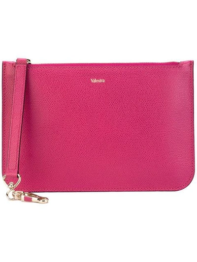 Valextra Grained Pouch Bag - Pink