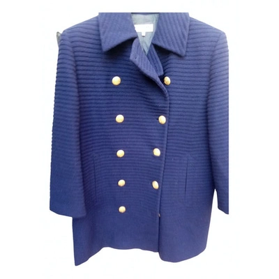 Pre-owned Dior Wool Peacoat In Blue