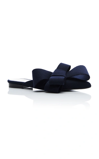 Delpozo Slip-on Mules With Virgin Wool In Navy