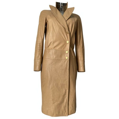 Pre-owned Valentino Leather Coat In Beige